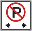 No parking sign with double arrows