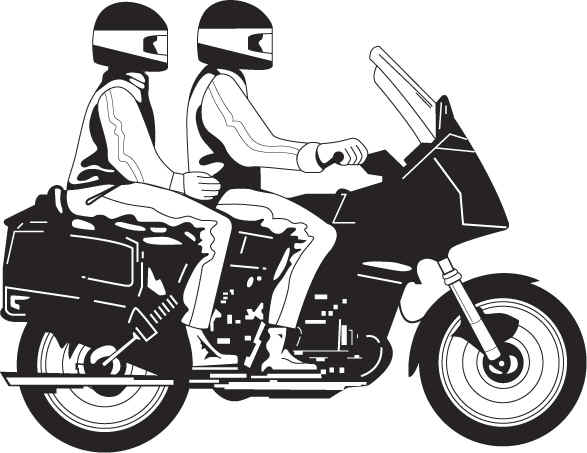 Passenger on a motorcycle holding the driver's waist